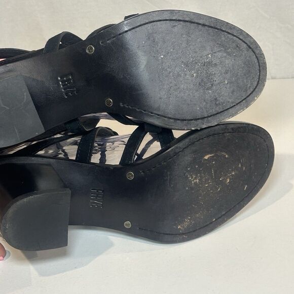 Frye Brielle Gladiator Women Size 7.5 Black Suede High Heel Ankle Sandal - Picture 5 of 8